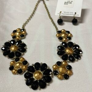 Statement black/gold necklace & earrings